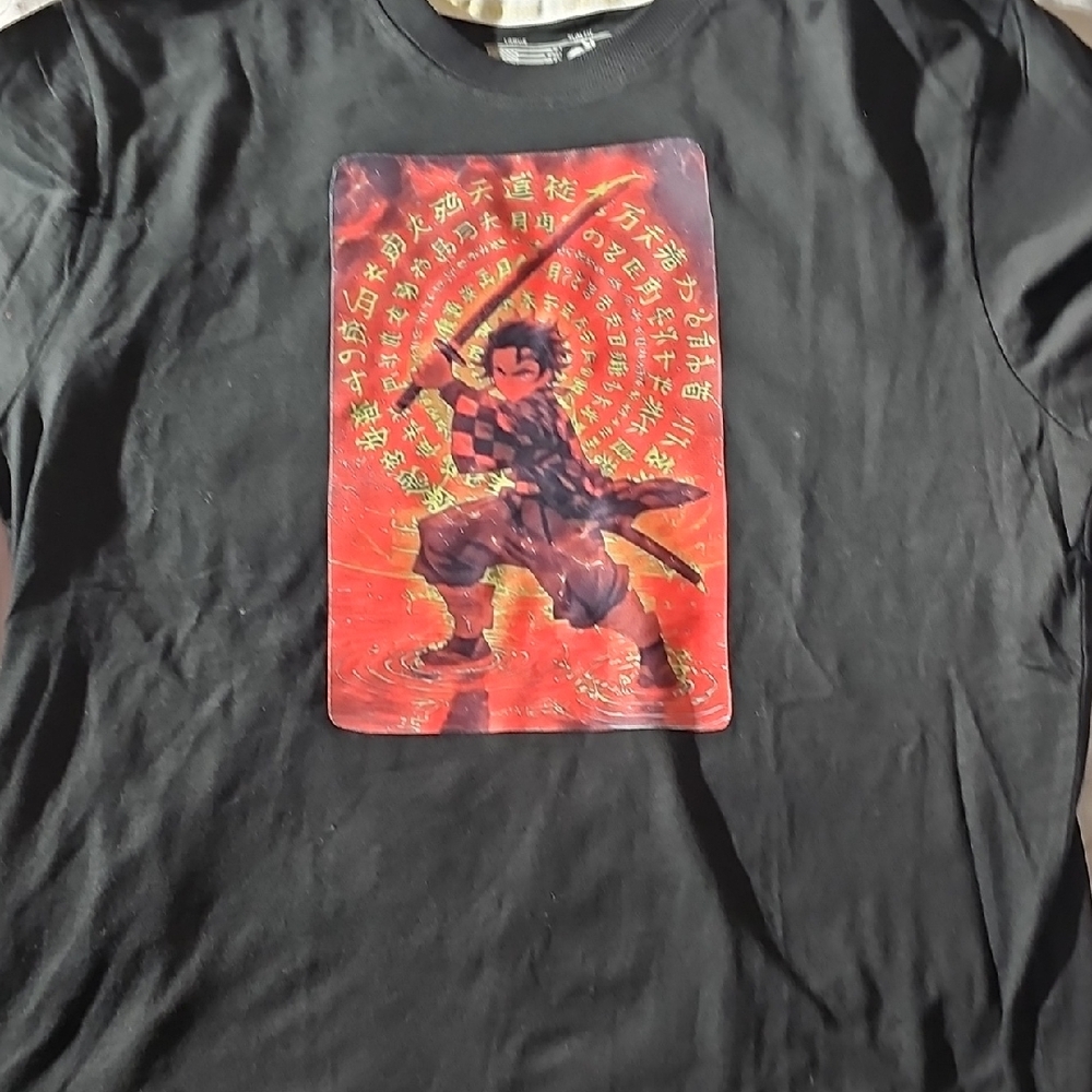 Black Graphic Tee with Anime Design